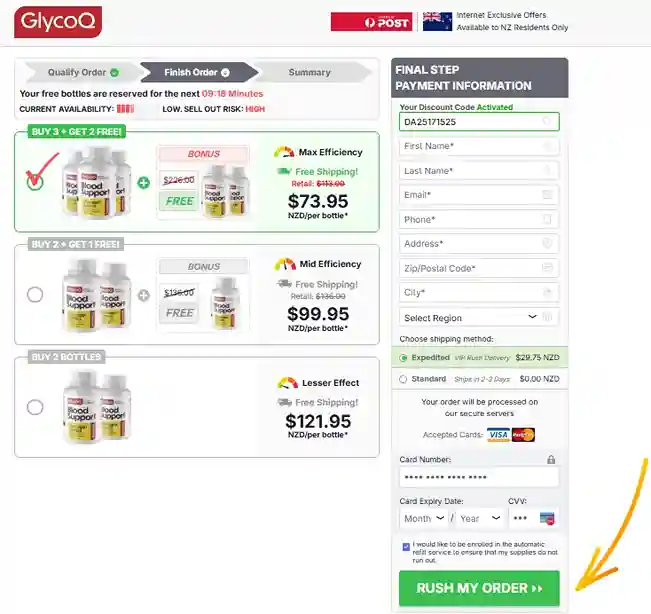 GlycoQ Order Page